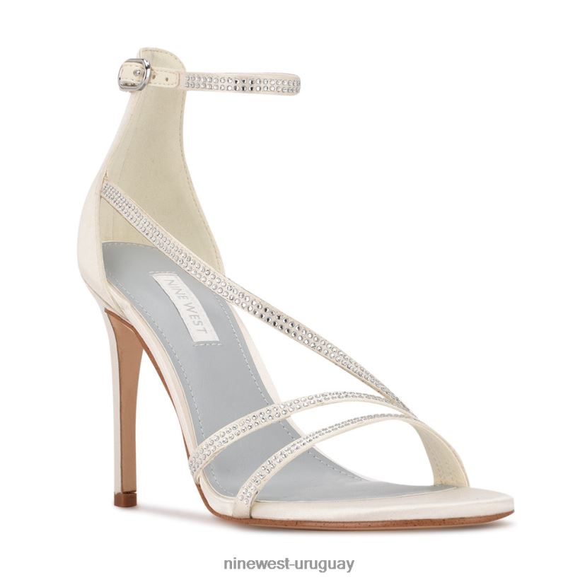 BD0422464 Nine West sandalias de tacón con tira en el tobillo irelynn satén blanco