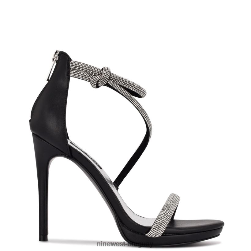 BD0422486 Nine West sandalias de tacón con tiras lavern ante negro
