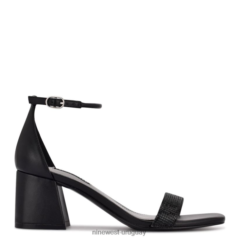 BD0422495 Nine West sandalias con tacón cuadrado y tira en el tobillo Gretal diamante negro
