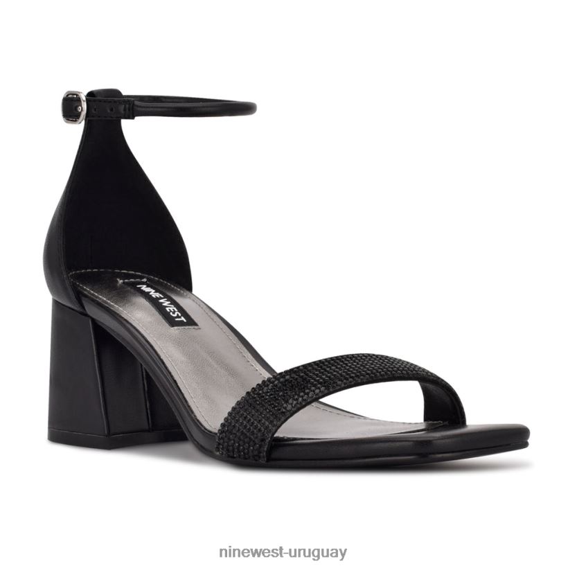 BD0422495 Nine West sandalias con tacón cuadrado y tira en el tobillo Gretal diamante negro