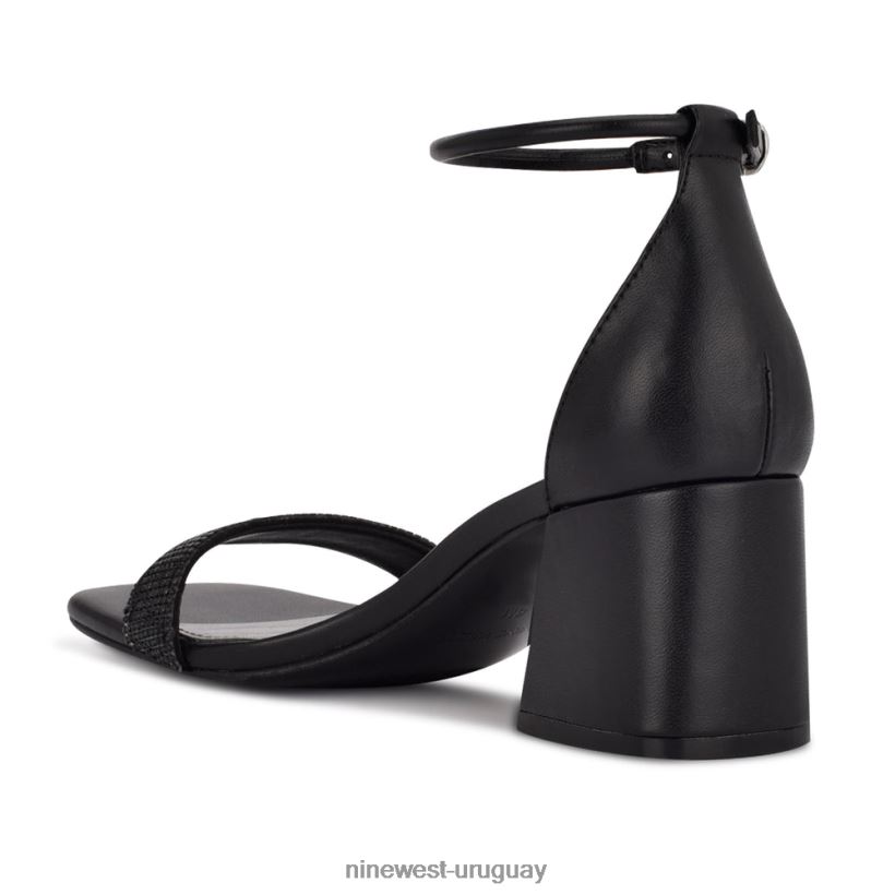 BD0422495 Nine West sandalias con tacón cuadrado y tira en el tobillo Gretal diamante negro