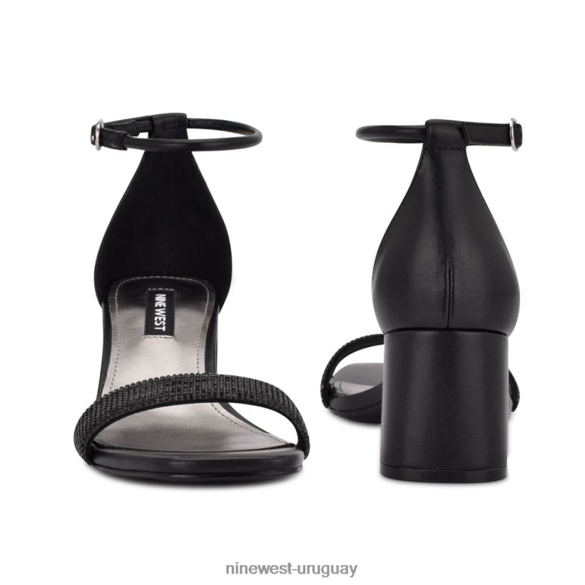 BD0422495 Nine West sandalias con tacón cuadrado y tira en el tobillo Gretal diamante negro