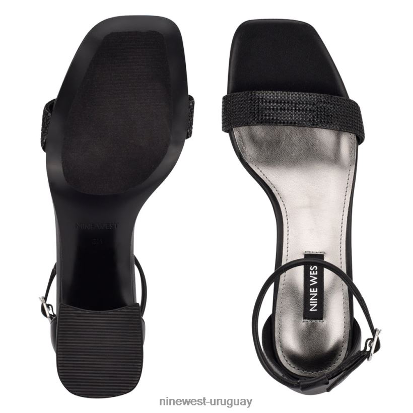 BD0422495 Nine West sandalias con tacón cuadrado y tira en el tobillo Gretal diamante negro