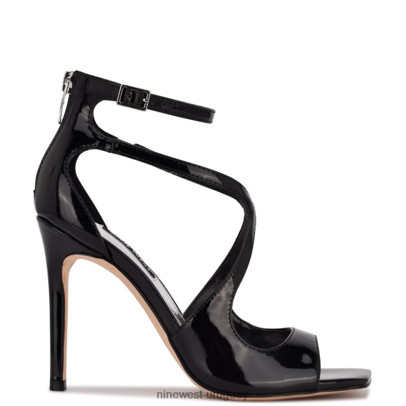 BD0422498 Nine West sandalias tulah con tira en el tobillo charol negro