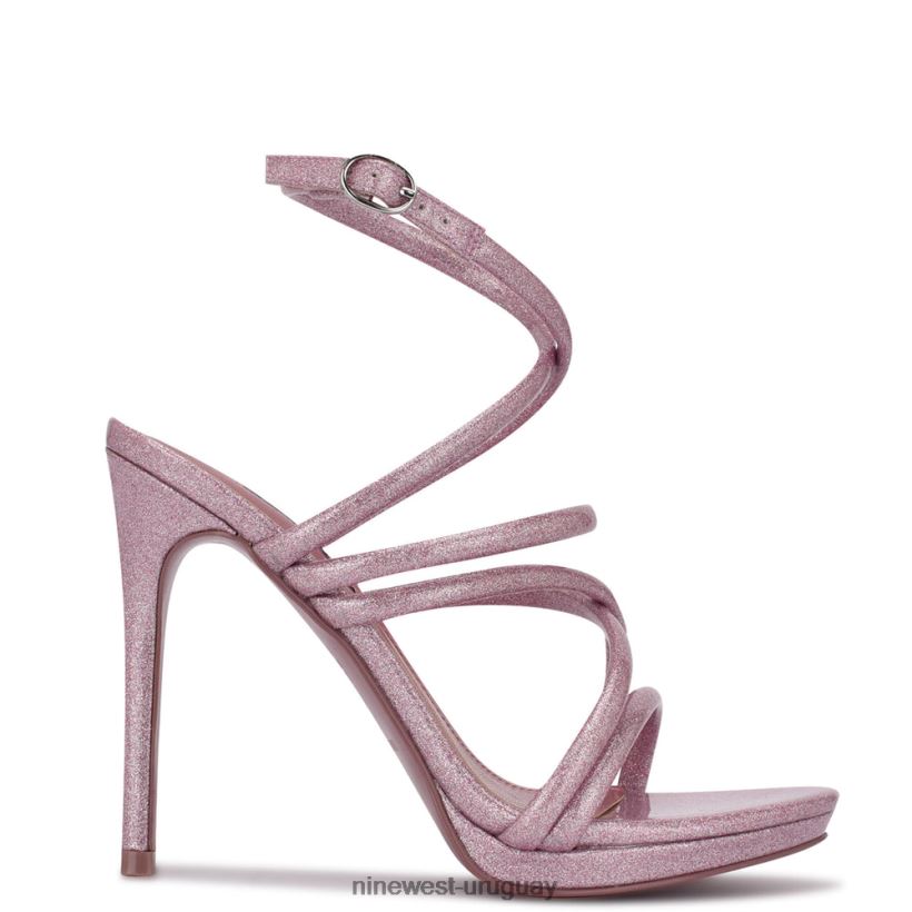 BD0422543 Nine West sandalias de tacón con tira en el tobillo Lexy brillo rosa