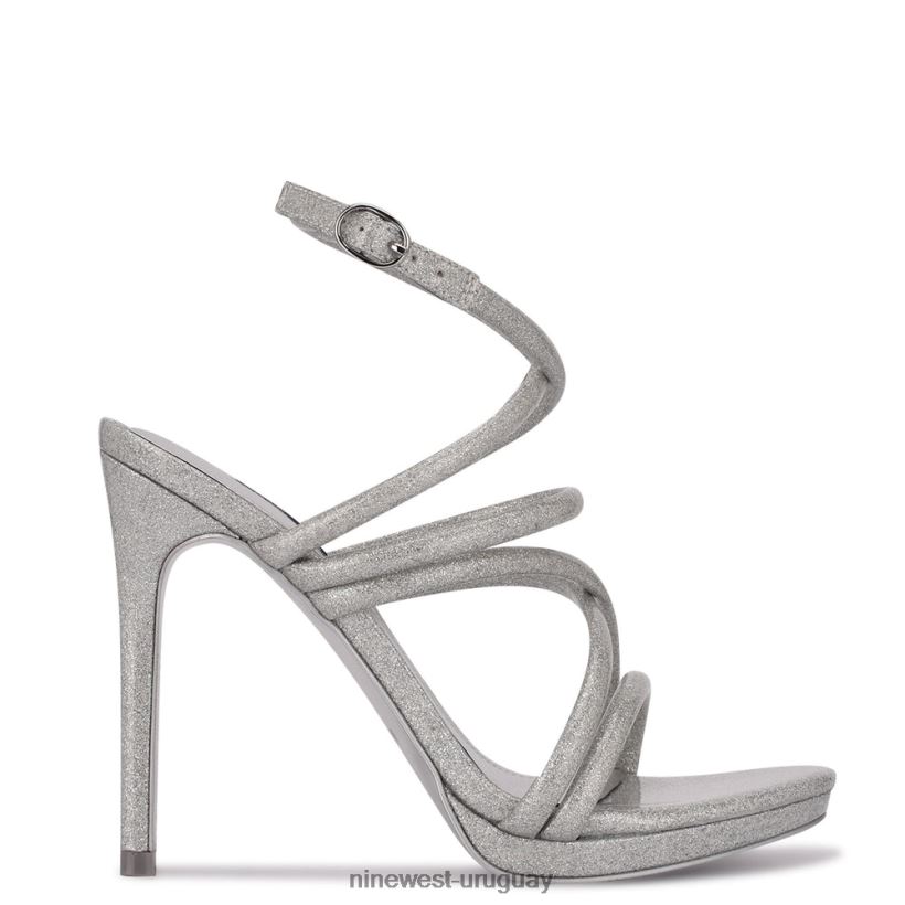 BD0422544 Nine West sandalias de tacón con tira en el tobillo Lexy plata iridiscente