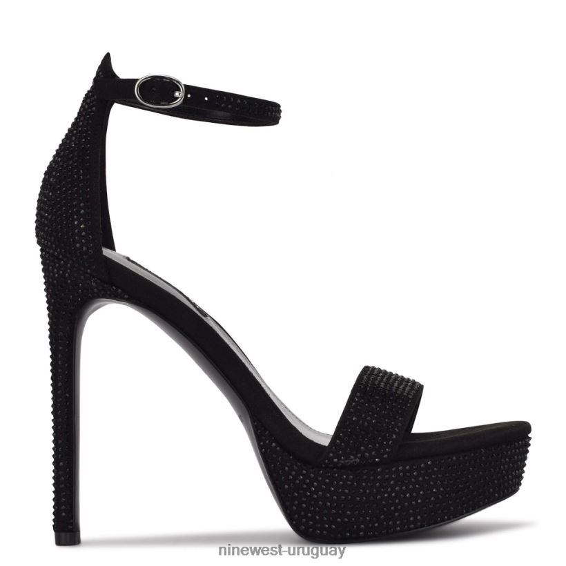 BD0422590 Nine West sandalias con plataforma ante negro brillante