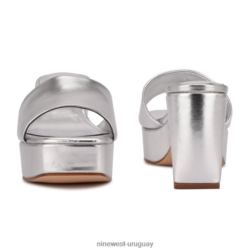 BD0422599 Nine West sandalias oklee con plataforma plata