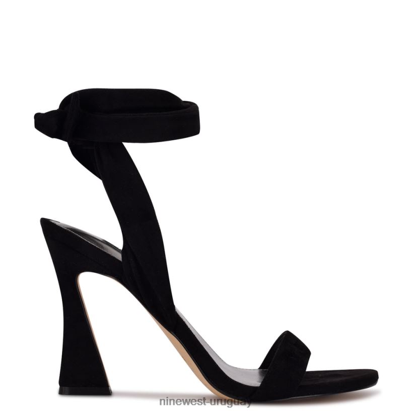 BD0422623 Nine West sandalias de tacón con diseño cruzado Kelsie ante negro