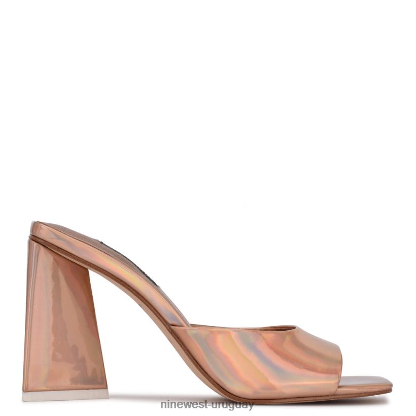 BD04221900 Nine West sandalias de tacón yougo beige iridiscente