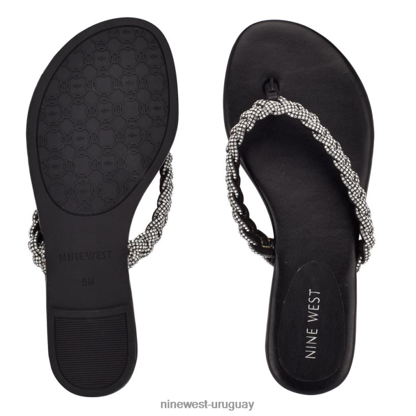 BD04221961 Nine West sandalias planas tinee negro