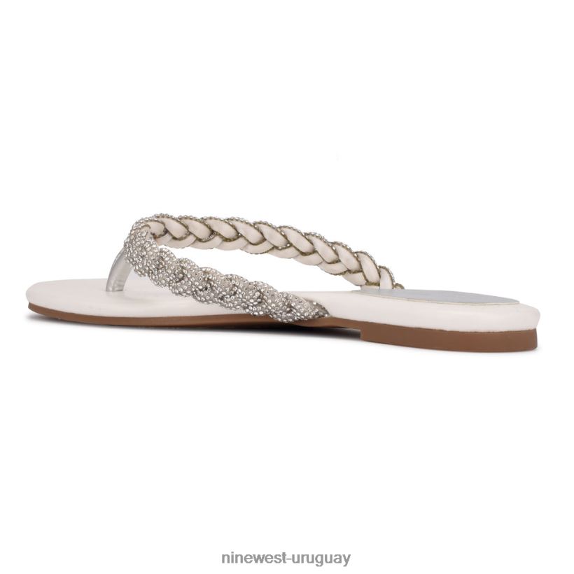 BD04221964 Nine West sandalias planas tinee satén blanco