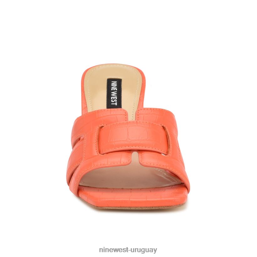BD04222081 Nine West sandalias de tacón kaelyn cocodrilo naranja