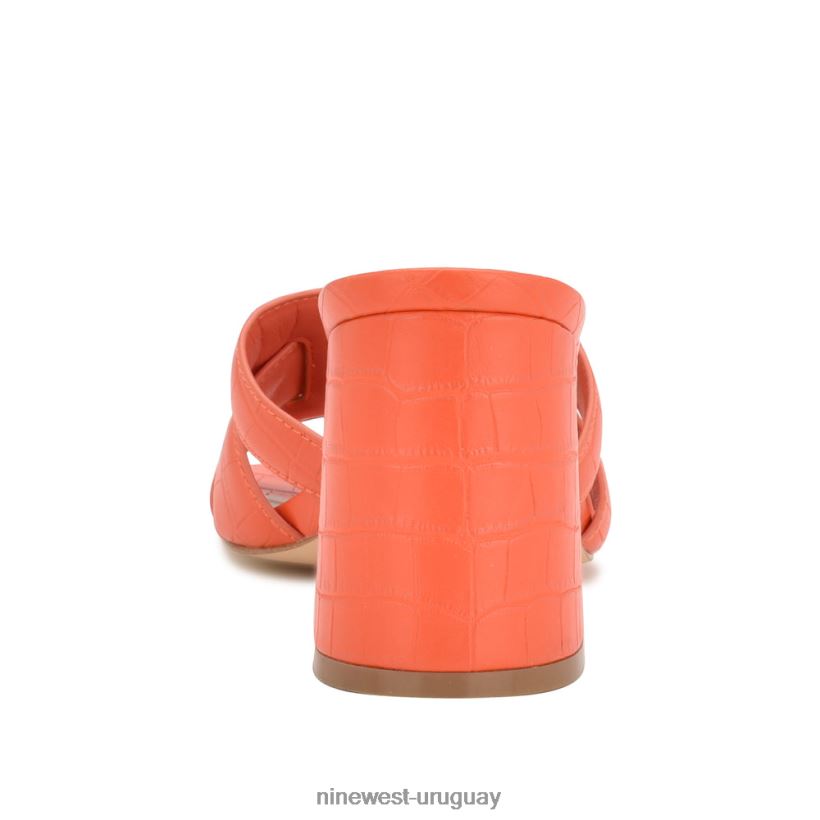 BD04222081 Nine West sandalias de tacón kaelyn cocodrilo naranja