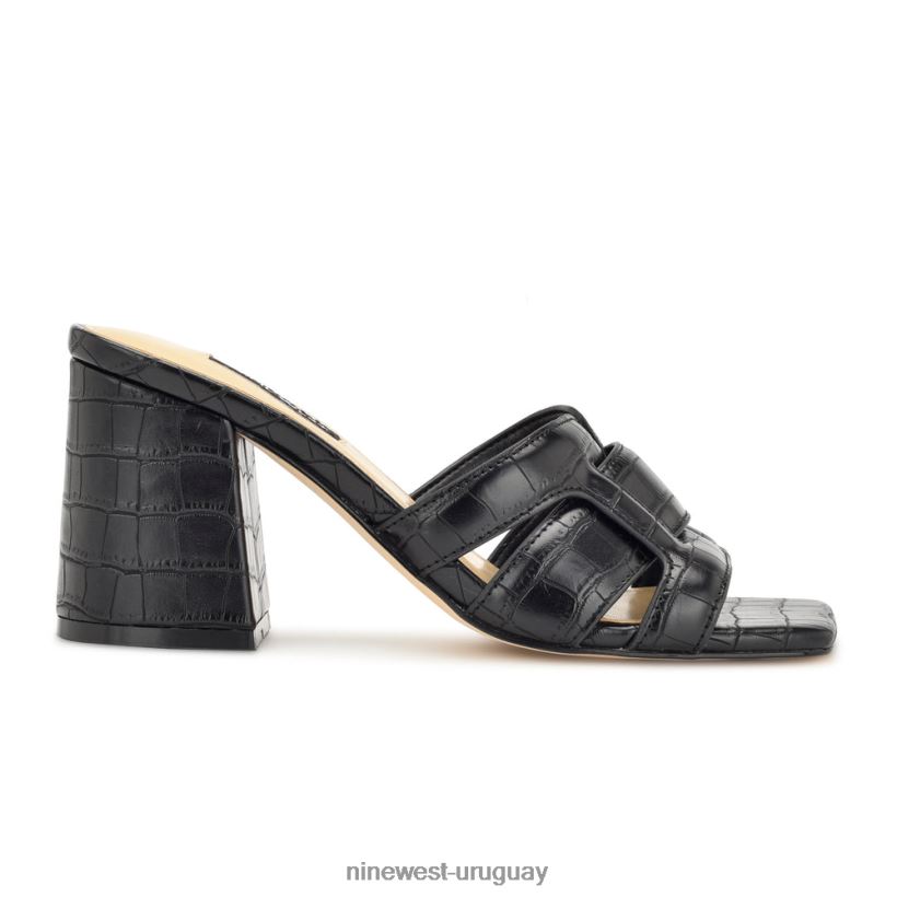 BD04222083 Nine West sandalias de tacón kaelyn cocodrilo negro