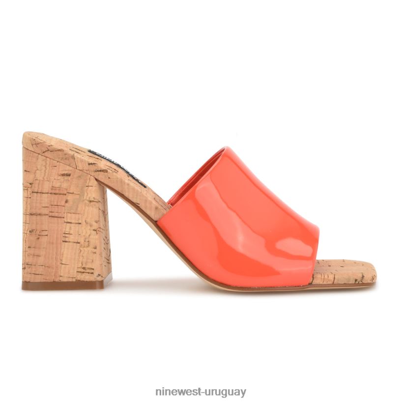 BD0422669 Nine West sandalias con tacón teice charol naranja