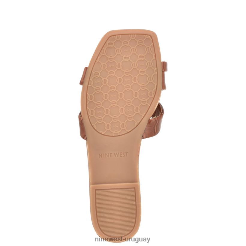 BD04221073 Nine West sandalias planas con lunares rico café en relieve croco