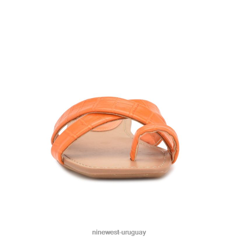 BD04221074 Nine West sandalias planas con lunares cocodrilo naranja en relieve