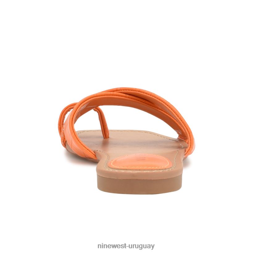 BD04221074 Nine West sandalias planas con lunares cocodrilo naranja en relieve