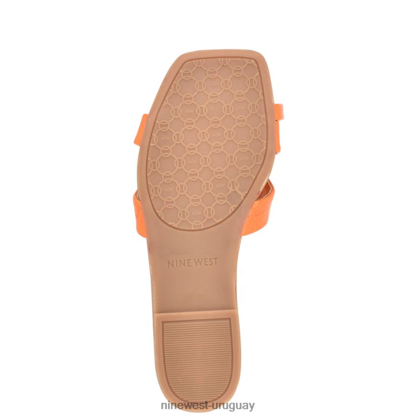 BD04221074 Nine West sandalias planas con lunares cocodrilo naranja en relieve