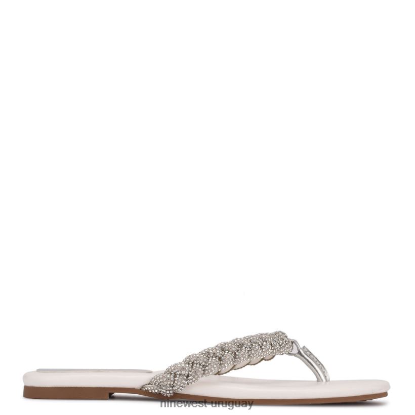 BD0422116 Nine West sandalias planas tinee satén blanco