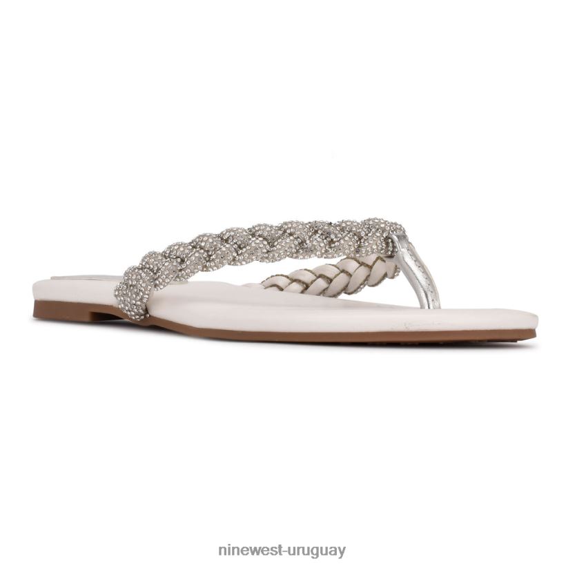BD0422116 Nine West sandalias planas tinee satén blanco