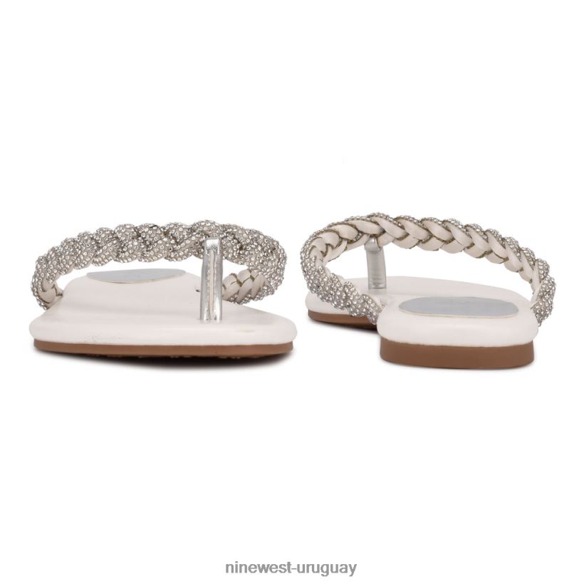 BD0422116 Nine West sandalias planas tinee satén blanco