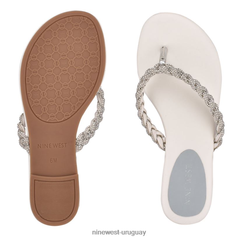 BD0422116 Nine West sandalias planas tinee satén blanco
