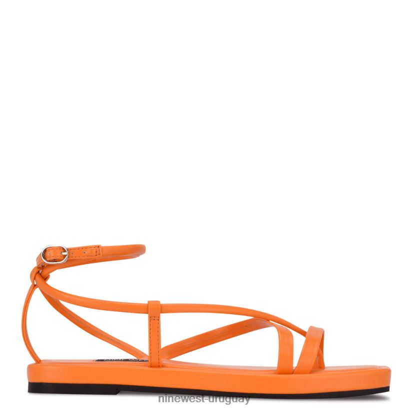 BD0422120 Nine West sandalias planas con tiras waren naranja vivo