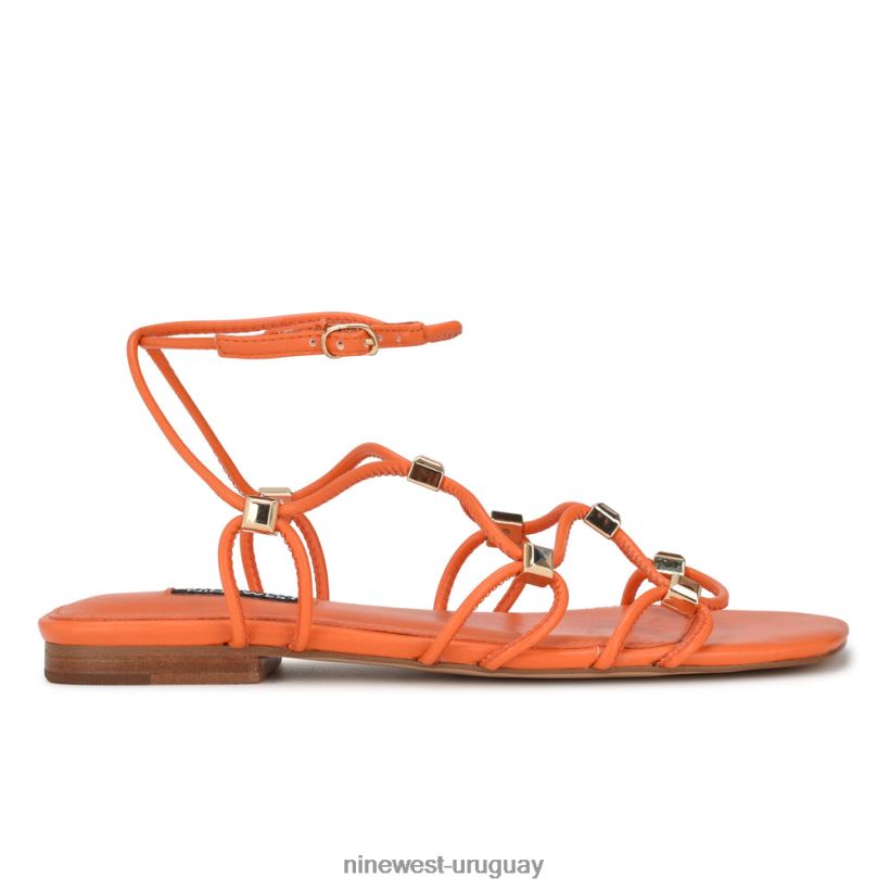BD042215 Nine West sandalias planas con tiras majah naranja