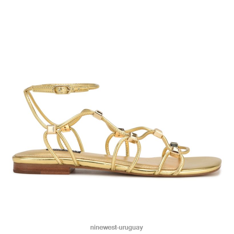 BD042217 Nine West sandalias planas con tiras majah oro