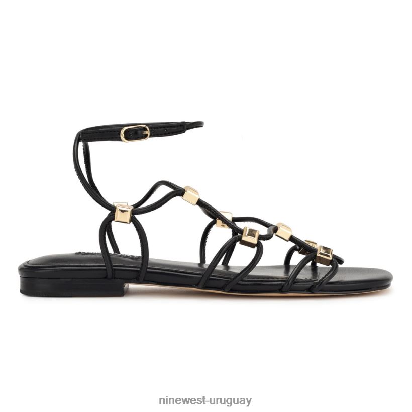 BD042218 Nine West sandalias planas con tiras majah negro