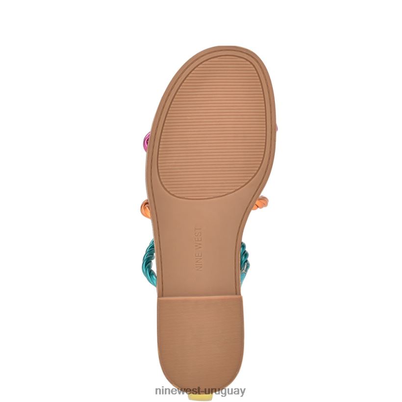 BD042226 Nine West sandalias planas con tira en el tobillo ipster rosa naranja multi metalizado