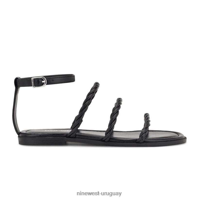 BD042227 Nine West sandalias planas con tira en el tobillo ipster negro