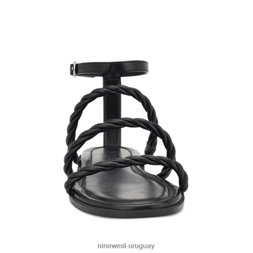 BD042227 Nine West sandalias planas con tira en el tobillo ipster negro
