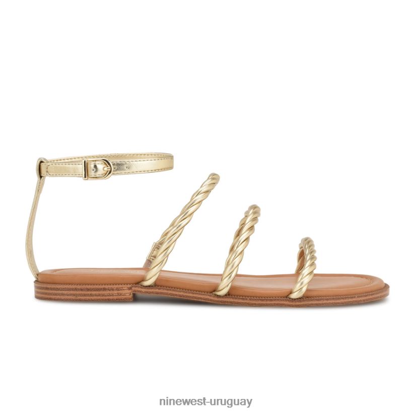BD042228 Nine West sandalias planas con tira en el tobillo ipster oro
