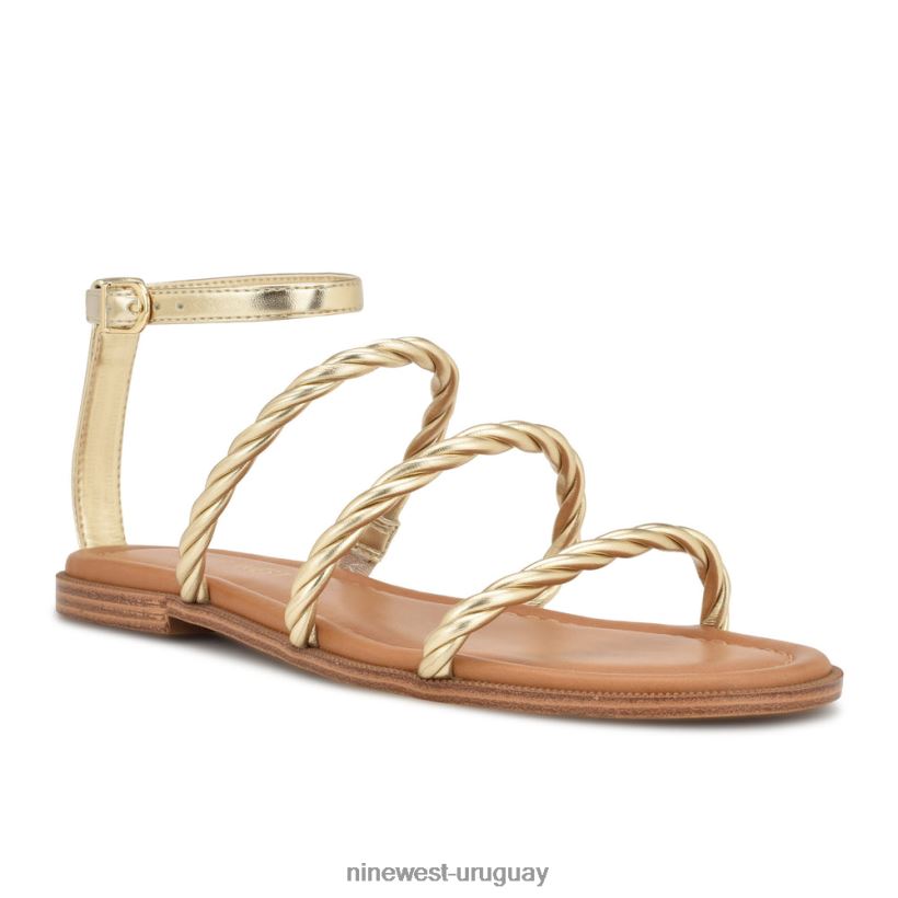 BD042228 Nine West sandalias planas con tira en el tobillo ipster oro