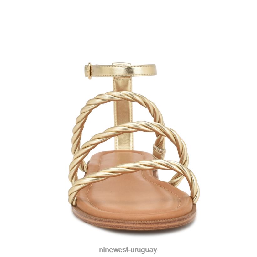 BD042228 Nine West sandalias planas con tira en el tobillo ipster oro