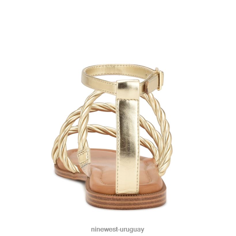 BD042228 Nine West sandalias planas con tira en el tobillo ipster oro