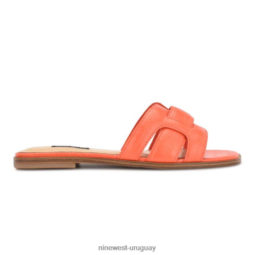 BD042229 Nine West sandalias planas germani cocodrilo naranja