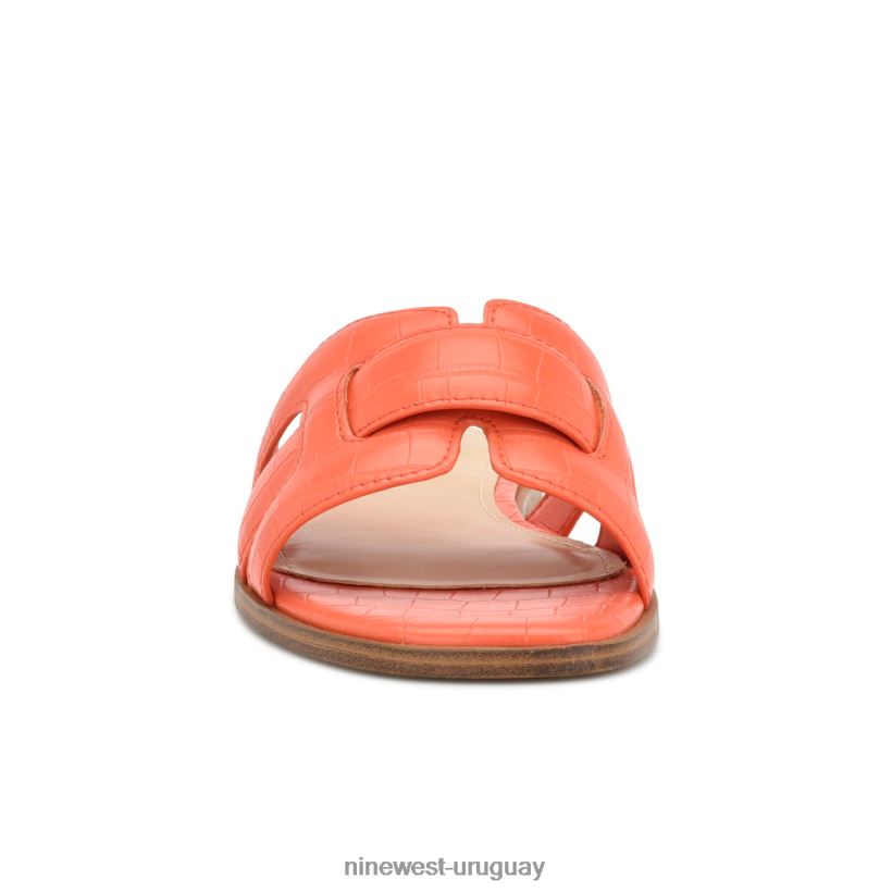 BD042229 Nine West sandalias planas germani cocodrilo naranja