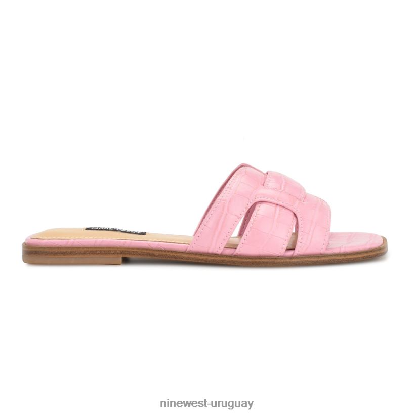 BD042230 Nine West sandalias planas germani cocodrilo rosa medio