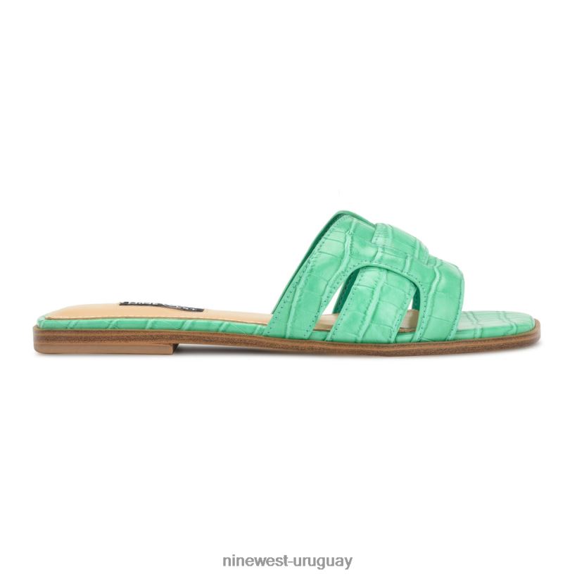 BD042231 Nine West sandalias planas germani cocodrilo verde
