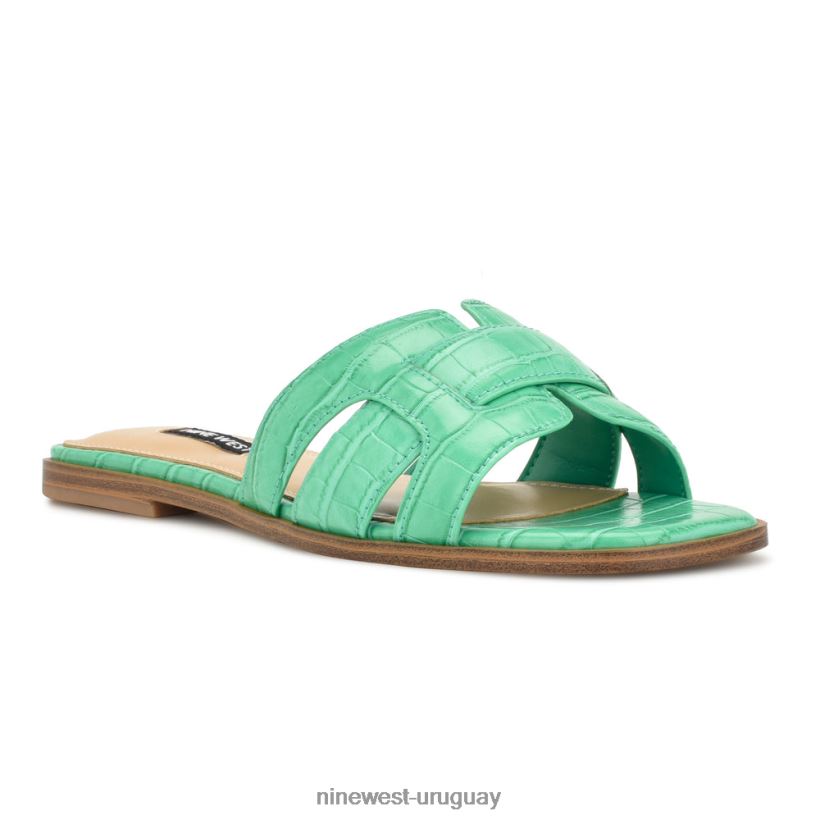 BD042231 Nine West sandalias planas germani cocodrilo verde
