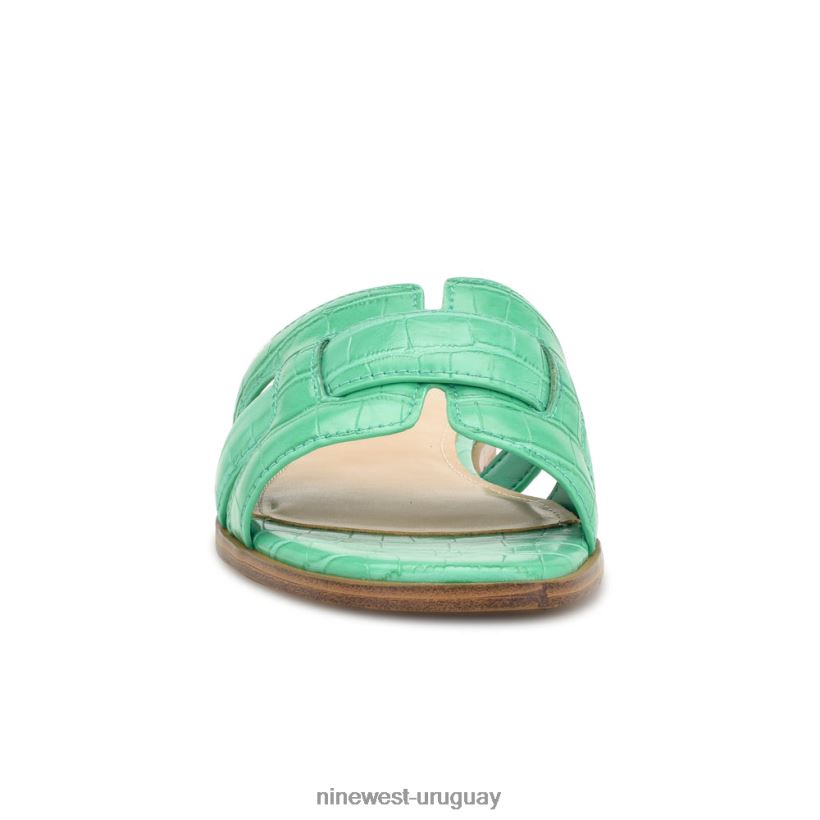 BD042231 Nine West sandalias planas germani cocodrilo verde