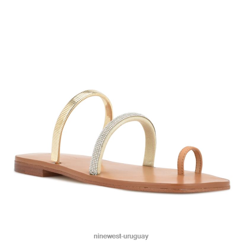 BD04223 Nine West sandalias planas mavis cristal de oro natural