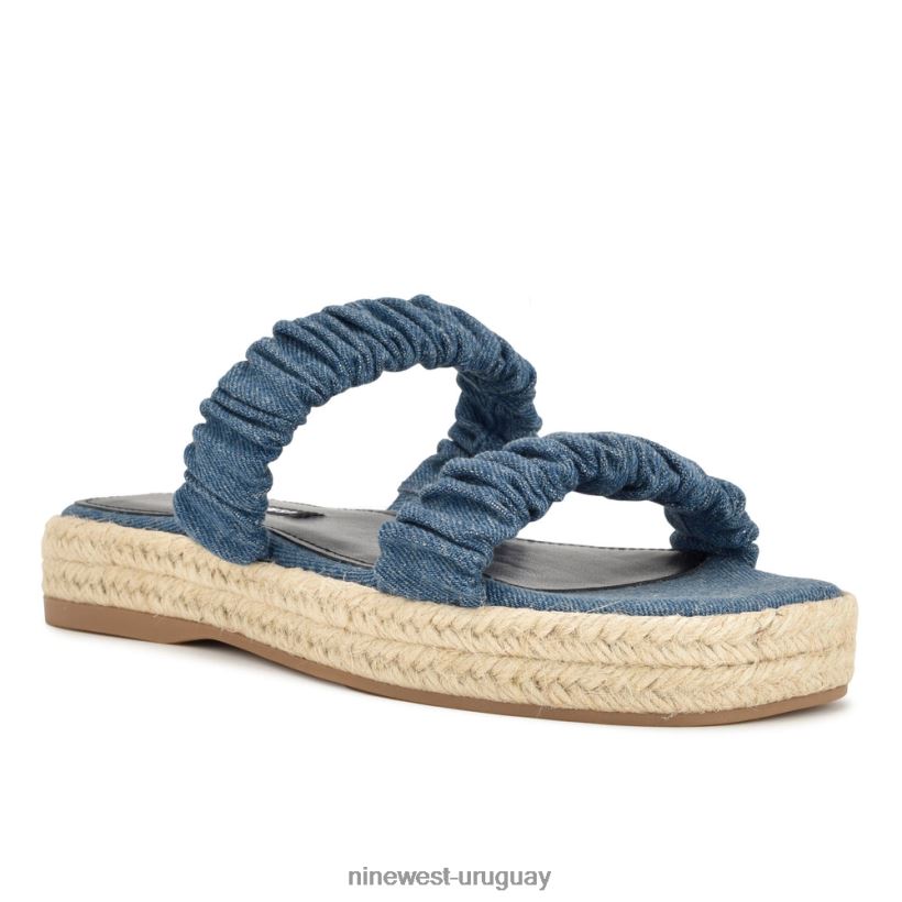 BD042242 Nine West sandalias planas alpargatas con pavo real mezclilla azul