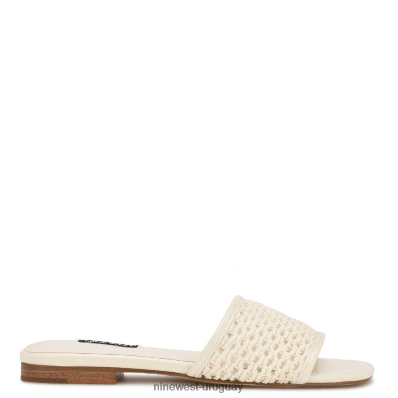BD042258 Nine West sandalias planas tejidas crema elegante