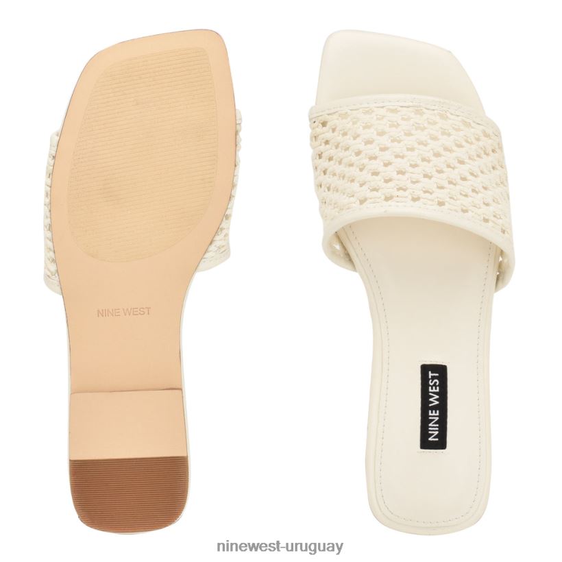 BD042258 Nine West sandalias planas tejidas crema elegante