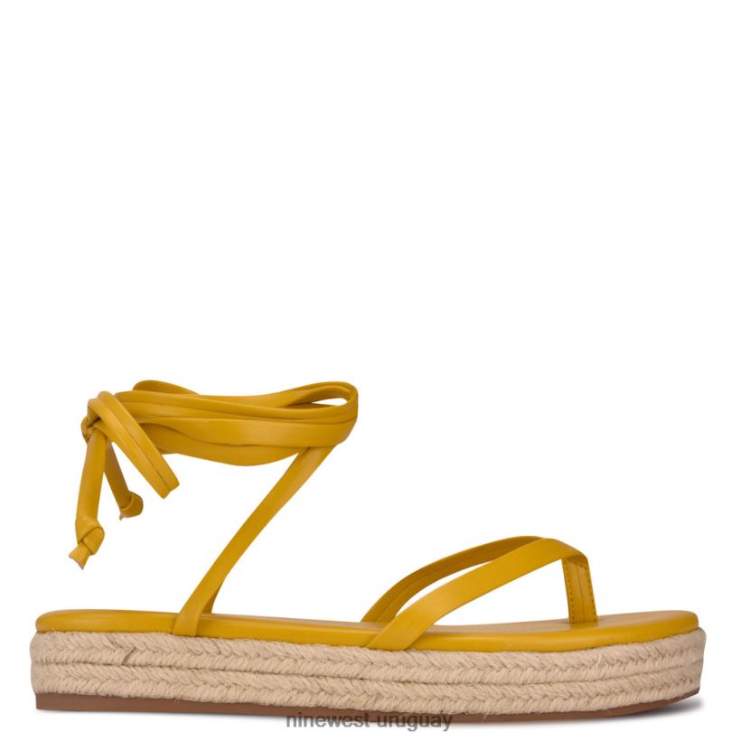 BD042295 Nine West sandalias planas cruzadas en el tobillo amarillo